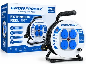 EPON 25M Heavy-Duty Cable Extension Reel (4-Way British Sockets)