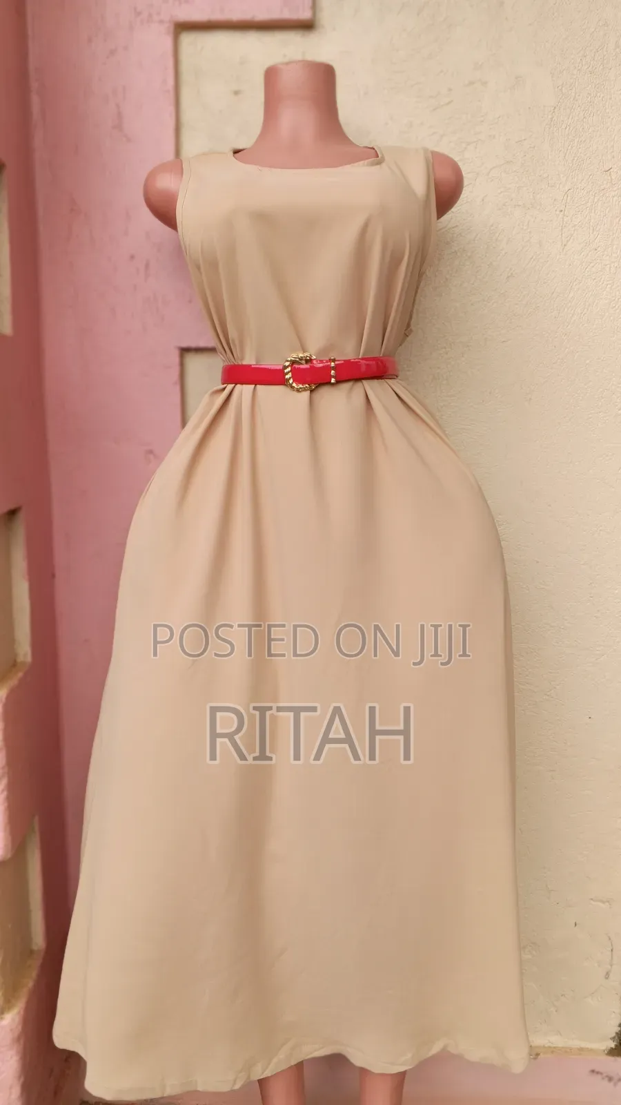Elegant Beige Sleeveless Maxi Dress