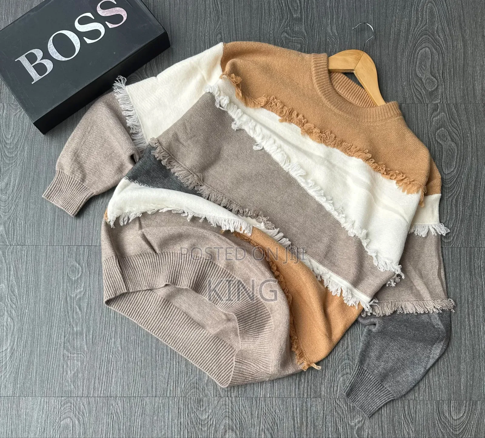 Frayed Tassel Trim Design Sweater