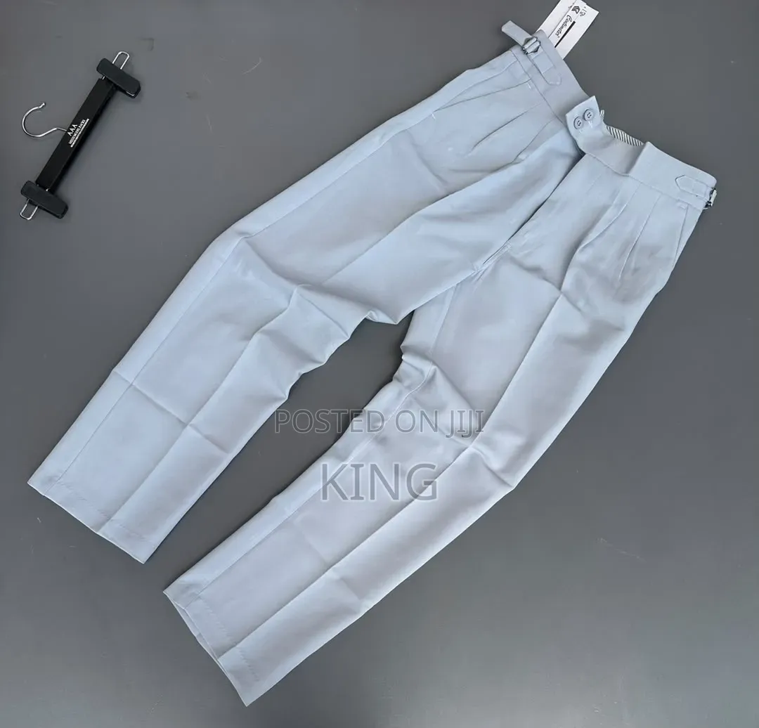 Men's Gurkha-Style Formal/Pleated Beltless Trousers