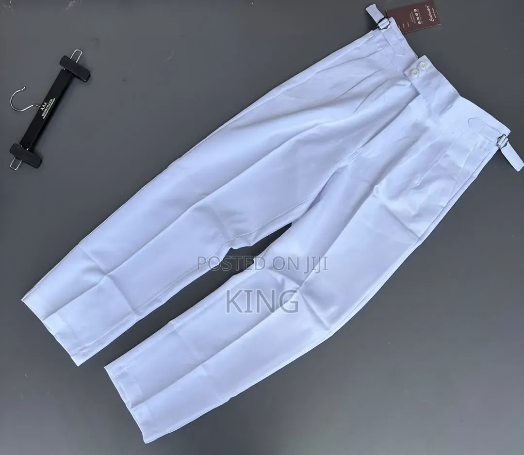 Men's Gurkha-Style Formal/Pleated Beltless Trousers