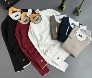 Textured Waffle-Knit Crewneck Long-Sleeve Men's T-Shirt