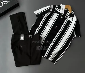 Smart-Casual Men's Two-Piece Outfit Combos. Knit Shirt, Beltless Pants