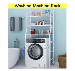 3-Layer Shower, Toilet, Bathroom & Washing Machine Storage Rack- White