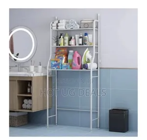 3-Layer Shower, Toilet, Bathroom & Washing Machine Storage Rack- White