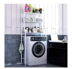 3-Layer Shower, Toilet, Bathroom & Washing Machine Storage Rack- White