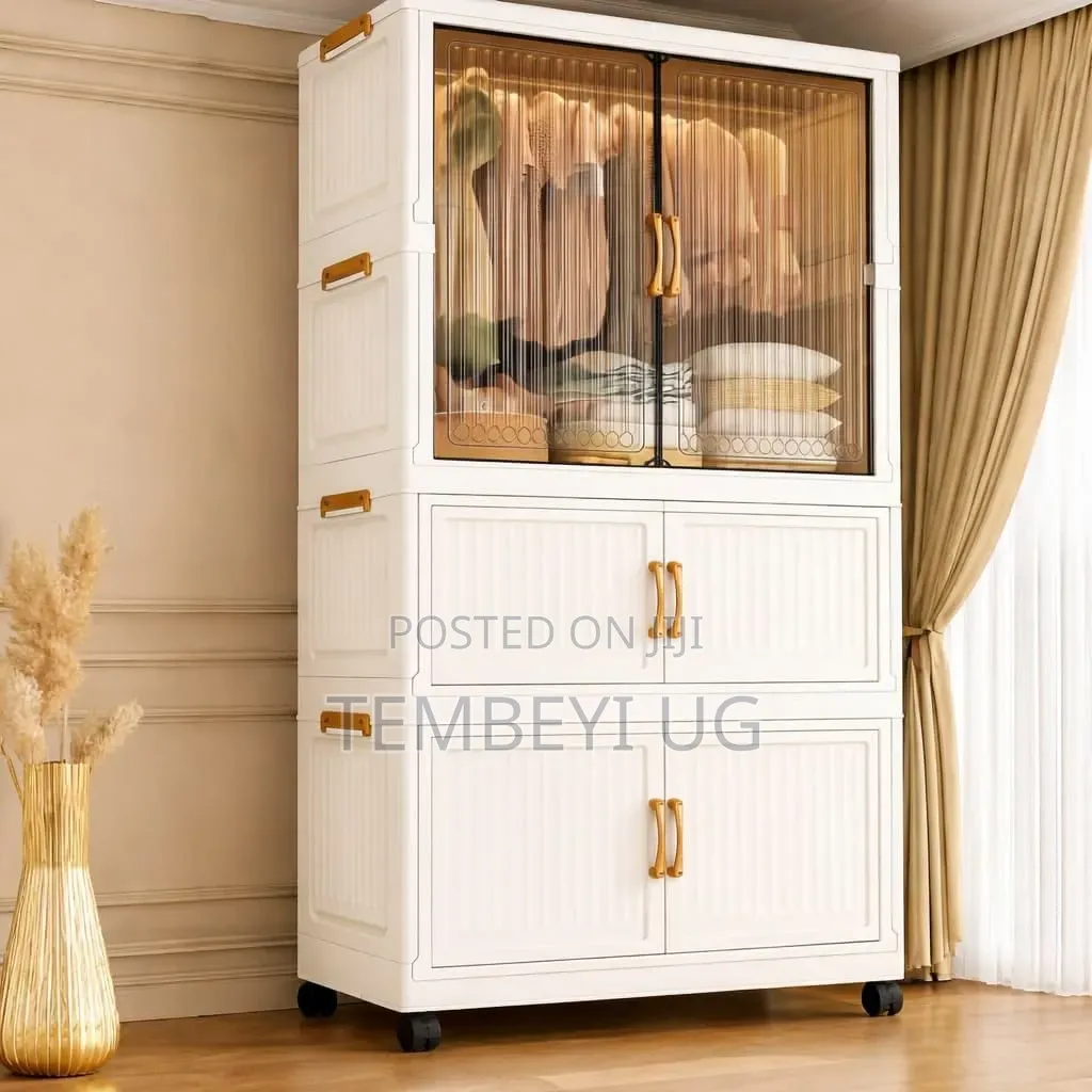 Plastic Foldable Dust Proof Storage Cabinet Wardrobe