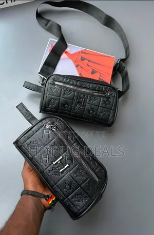 Men’s Black Leather Clutch & Travel Toiletry Pouch