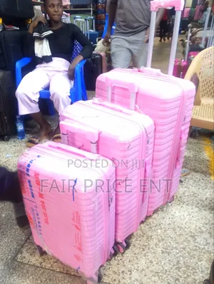 Rubber Plastic Suitcases . Fullset .3pcs. ( Pink)