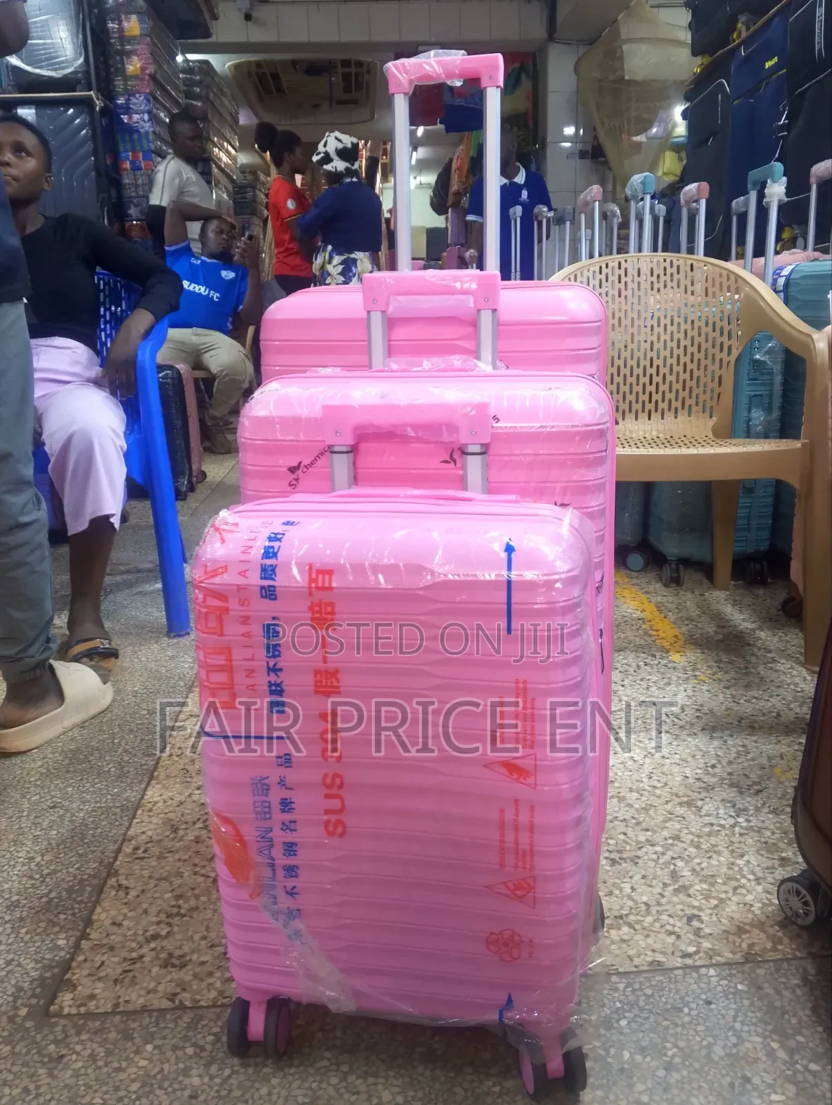 Rubber Plastic Suitcases . Fullset .3pcs. ( Pink)
