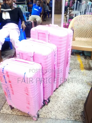 Rubber Plastic Suitcases . Fullset .3pcs. ( Pink)