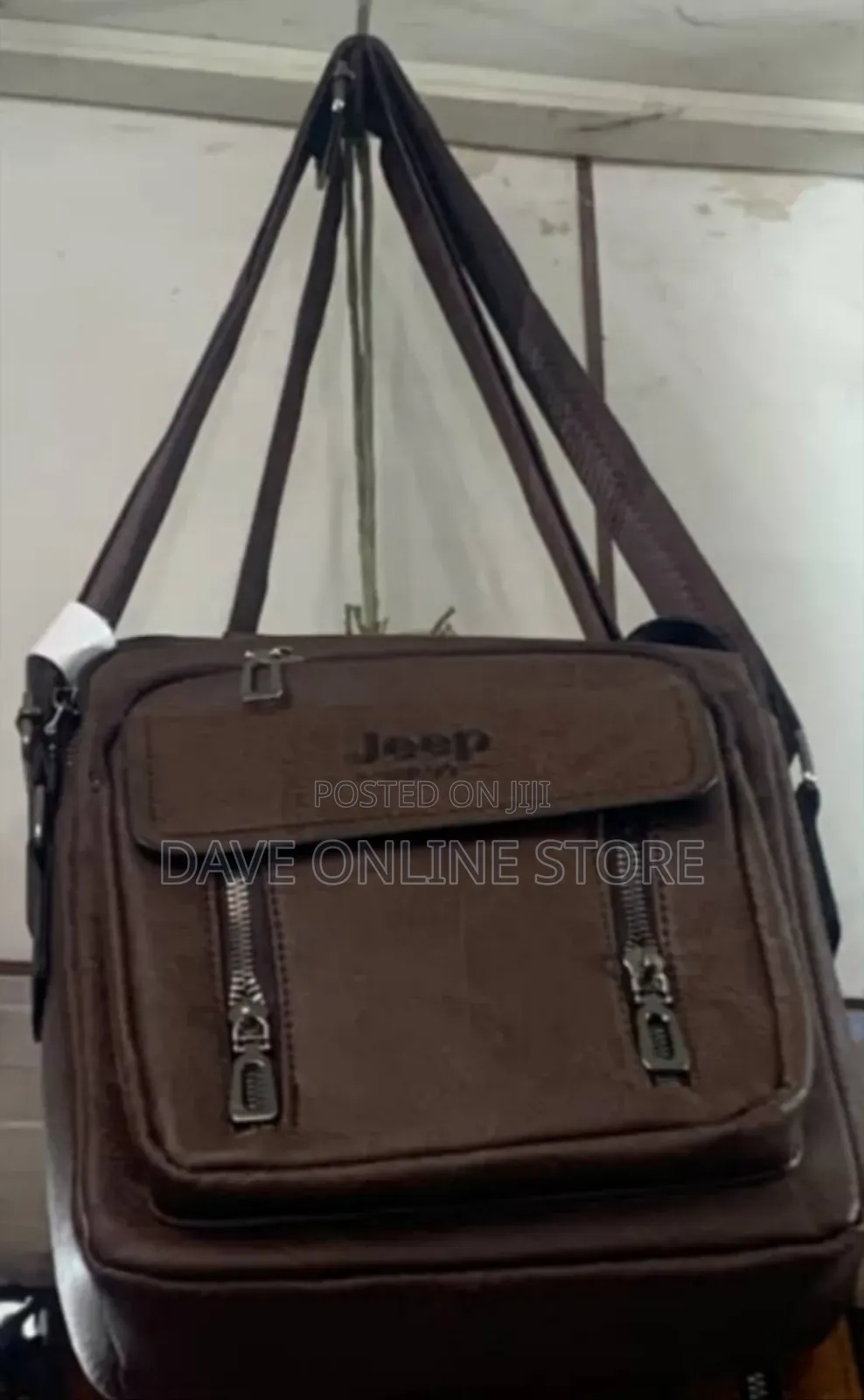 Brown PU Leather Men's Vertical Crossbody and Shoulder Sling Bag