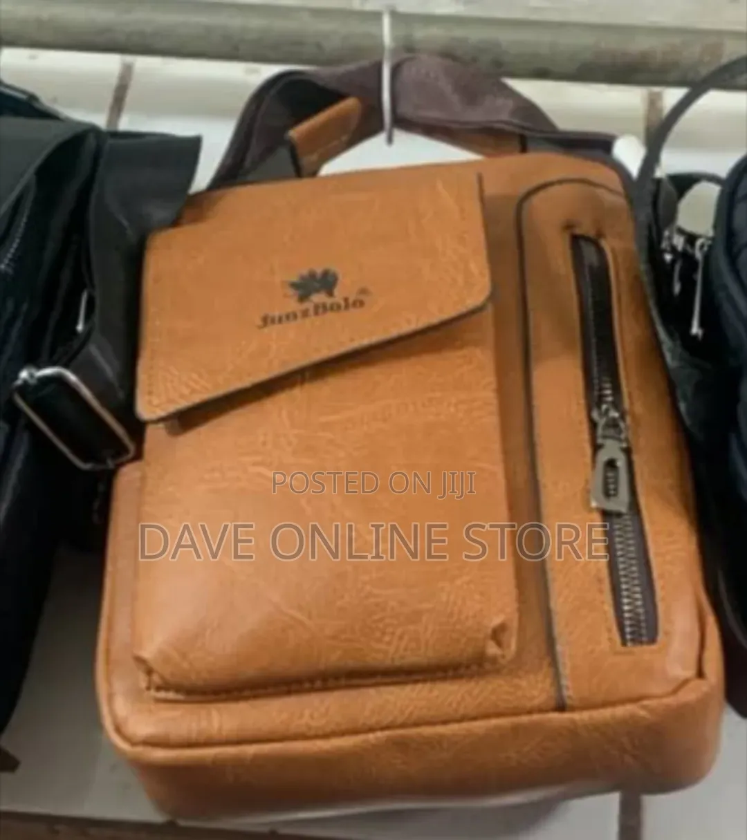 Brown PU Leather Men's Vertical Crossbody and Shoulder Sling Bag