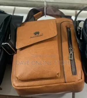 Brown PU Leather Men's Vertical Crossbody and Shoulder Sling Bag