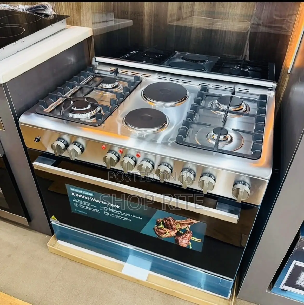 Hisense 90/60 Cooker 4 Gas 2 Electric Stainless Steel