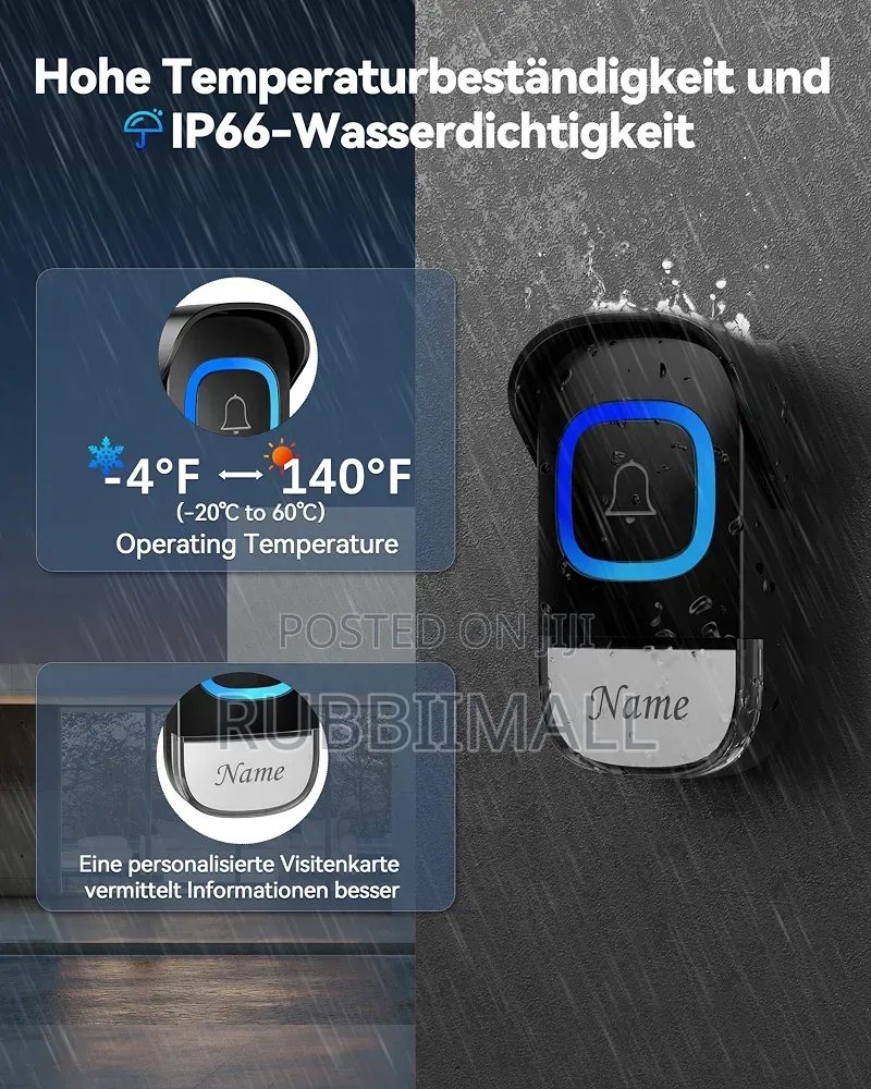 Wireless Doorbell and Portable Bluetooth Speaker 2 in 1