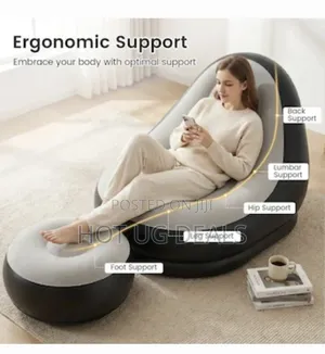 Deluxe Inflatable Lounge Chair & Ottoman Set | Portable Air Sofa