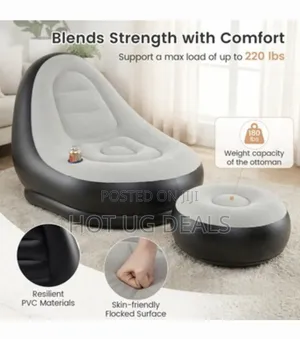 Deluxe Inflatable Lounge Chair & Ottoman Set | Portable Air Sofa