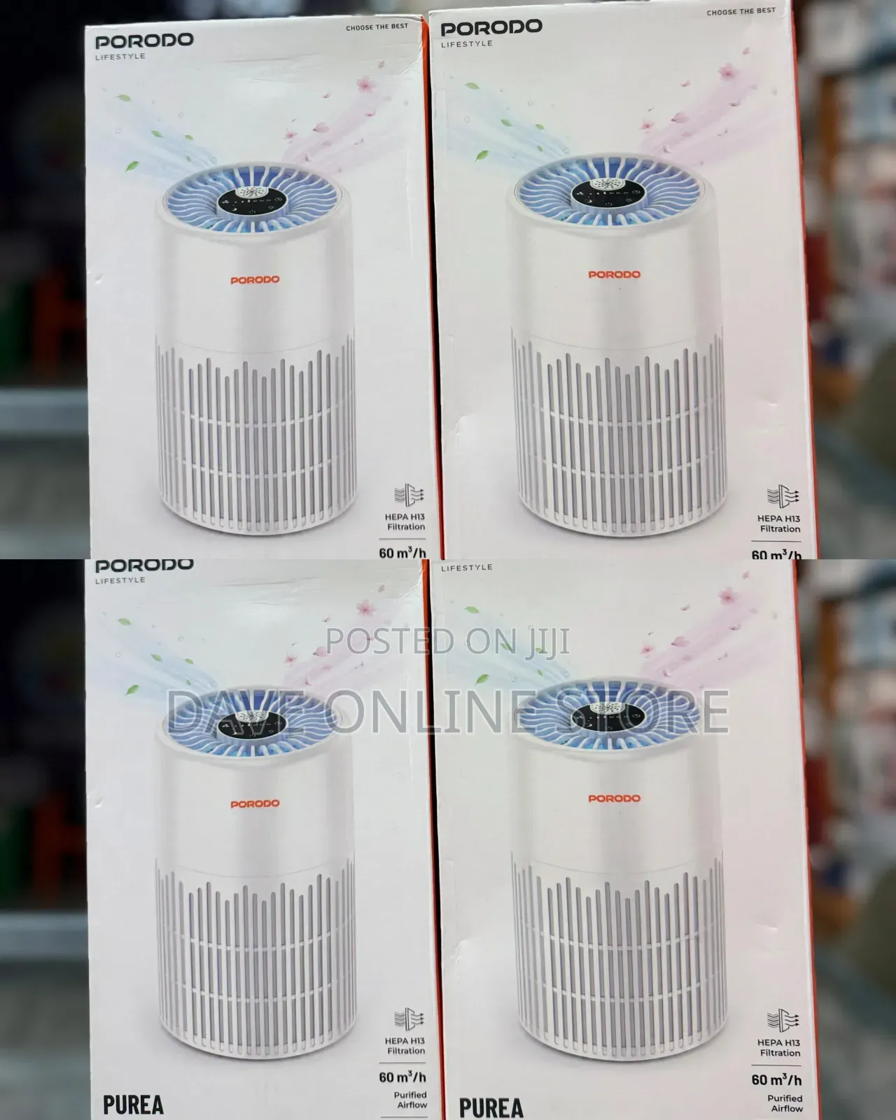 Porodo Purea Smart Air Purifier With 3-Layer H13 HEPA Filter.
