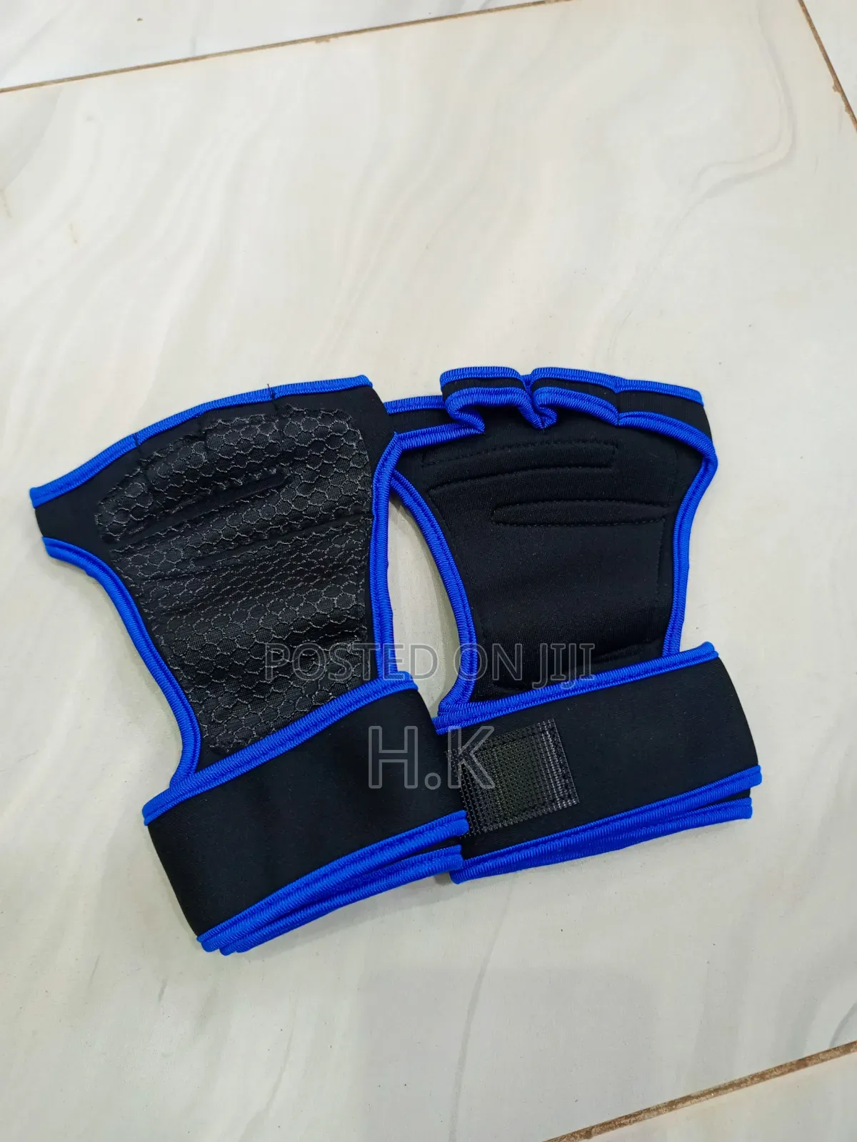 Black and Blue Half-Finger Weightlifting and Gym Workout Gloves