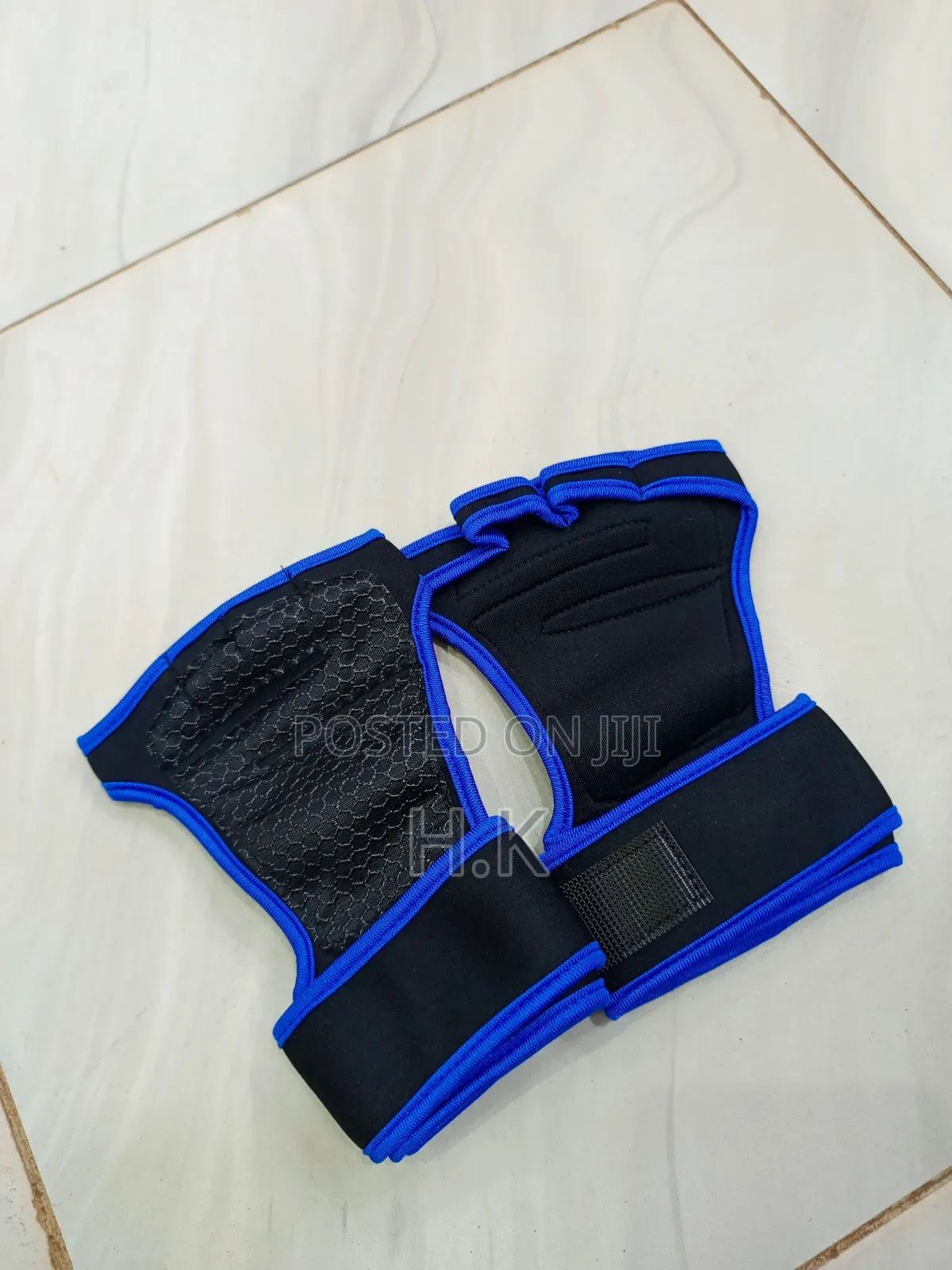 Black and Blue Half-Finger Weightlifting and Gym Workout Gloves