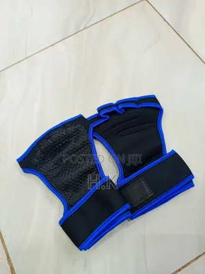 Black and Blue Half-Finger Weightlifting and Gym Workout Gloves
