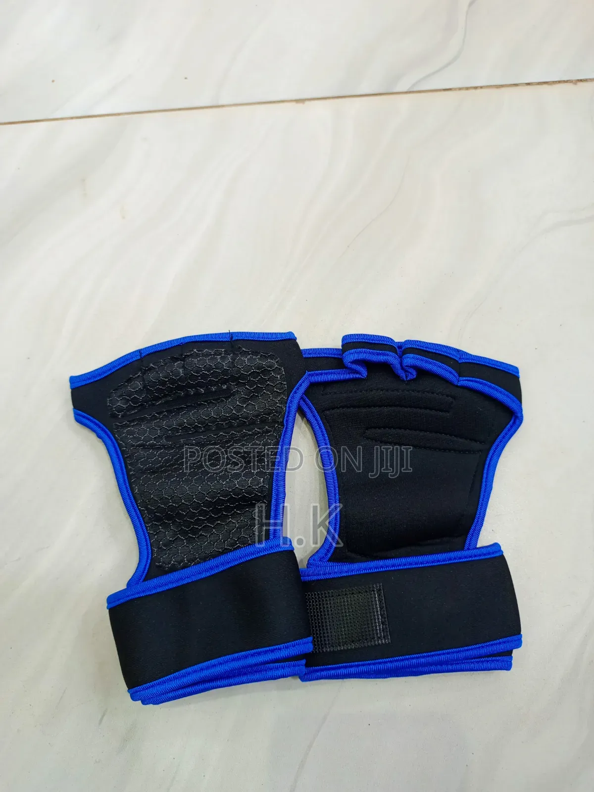 Black and Blue Half-Finger Weightlifting and Gym Workout Gloves