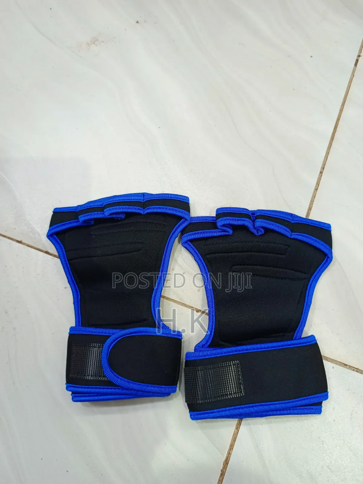 Black and Blue Half-Finger Weightlifting and Gym Workout Gloves