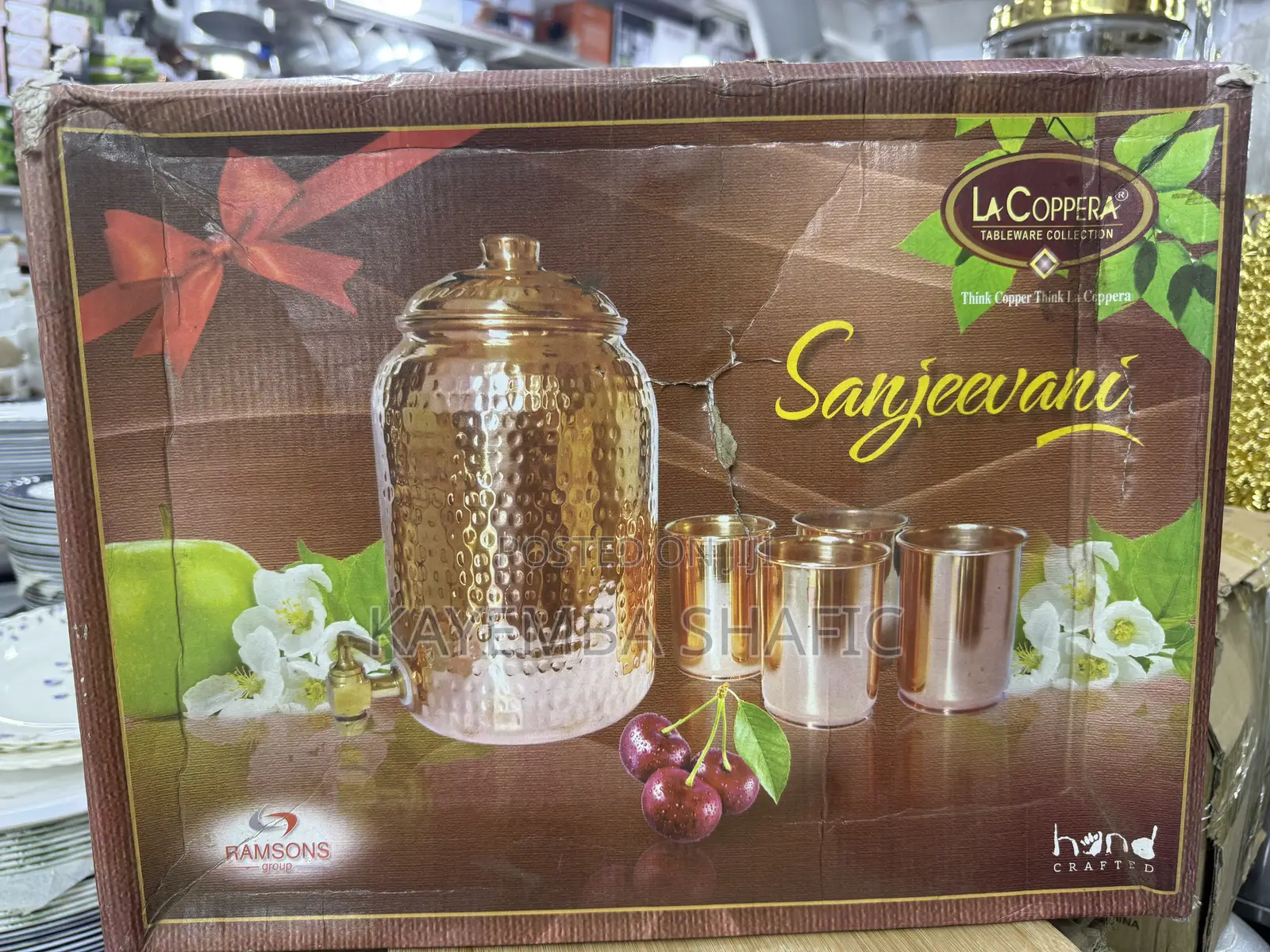 La Coppera Sanjeevani Pure Copper Water Dispenser & 4 Glass Set