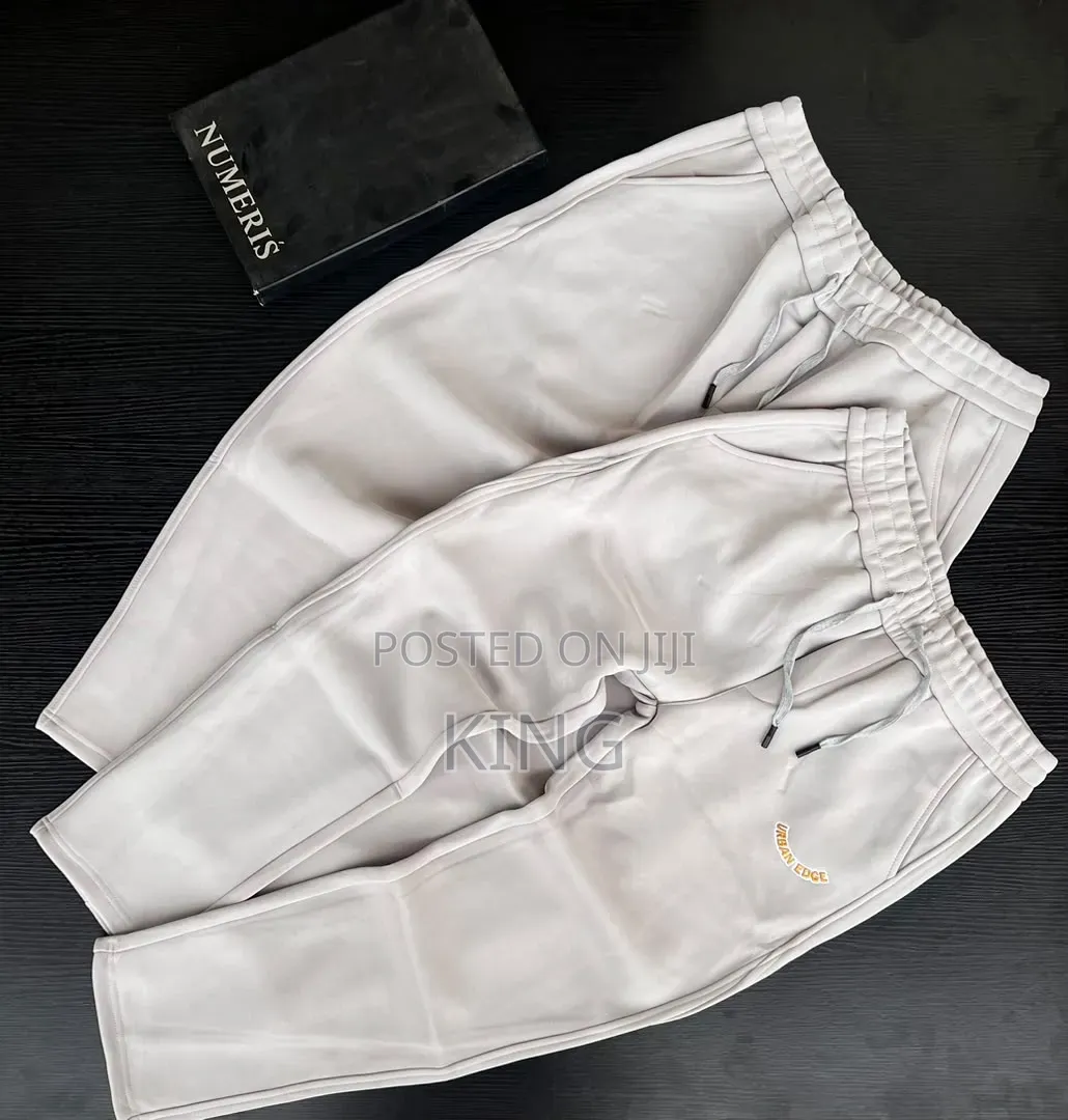 Cream-Colored Fleece Jogger Sweatpants