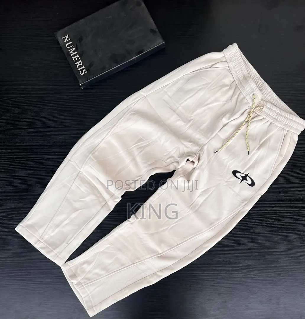 Cream-Colored Fleece Jogger Sweatpants