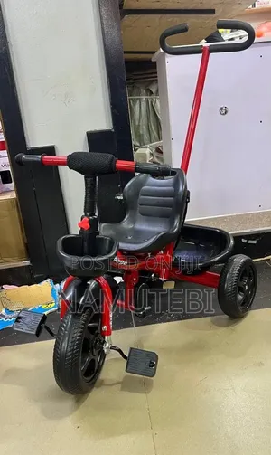 Kids' Push Tricycle With a Front Basket,a Toy Headlight,a Safety Belt