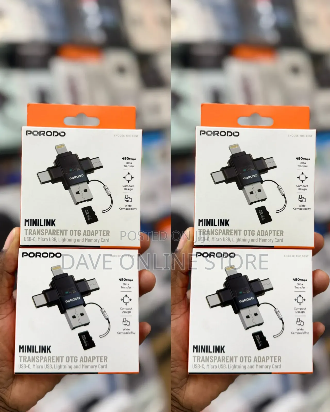 Porodo Minilink Transparent OTG Adapter (Model: PDOTG50GY)