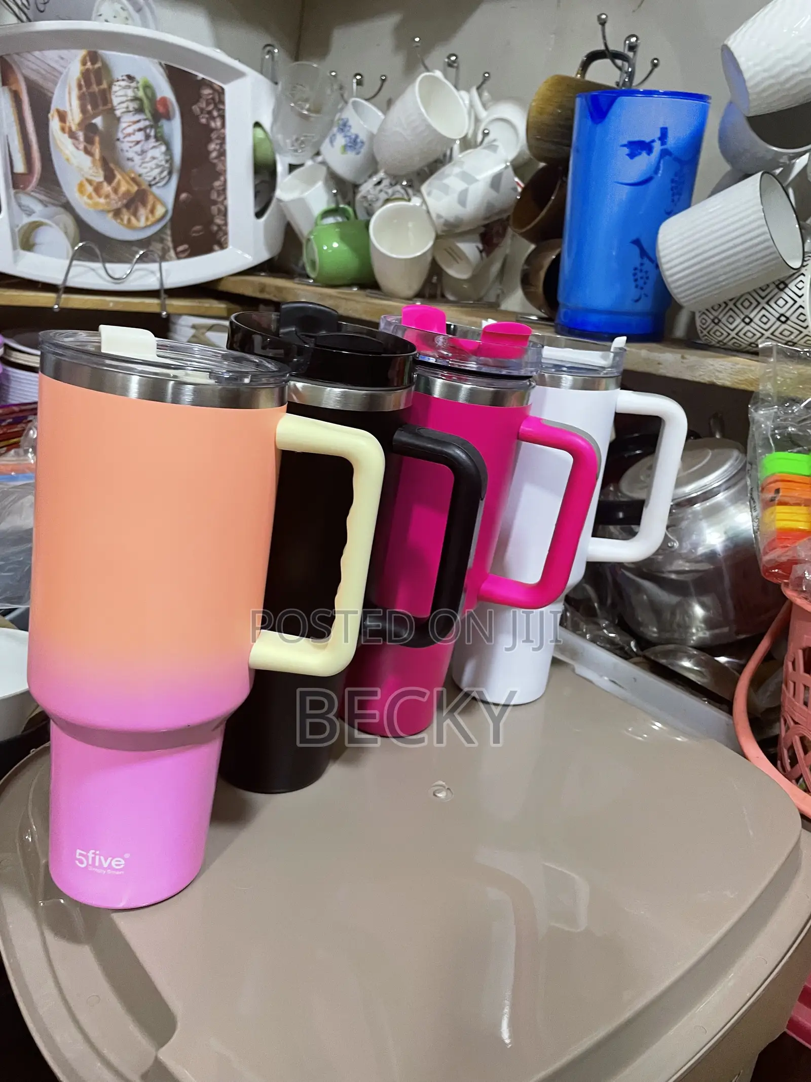 Stainless Steel 1Lt Travel Mug With Straw