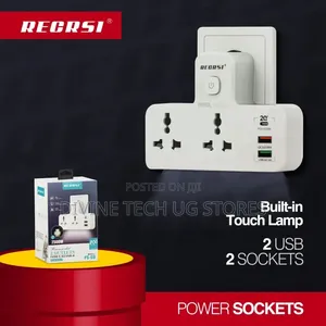 Power Socket Extension With 2 AC Power Outlets, 1 USB-C Port, 2 USB-A