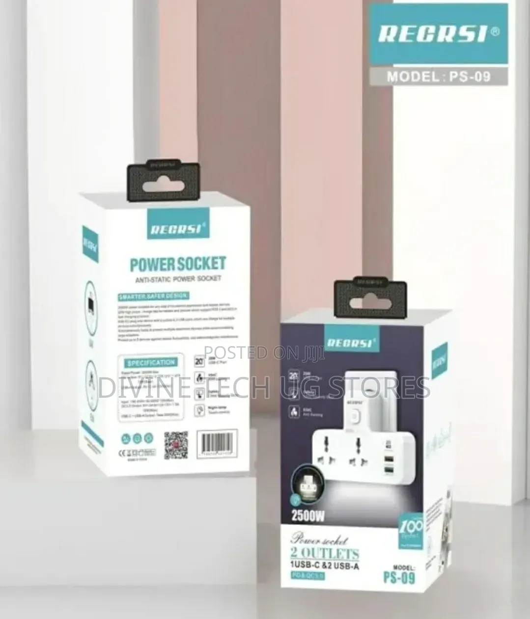 Power Socket Extension With 2 AC Power Outlets, 1 USB-C Port, 2 USB-A
