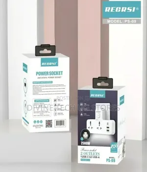 Power Socket Extension With 2 AC Power Outlets, 1 USB-C Port, 2 USB-A