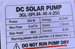 Water Pump DC/SOLAR PUMP 50mtrs