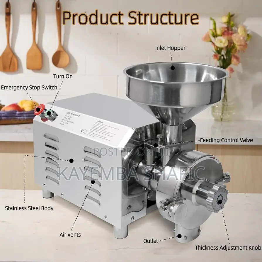 Commercial Electric Grain Grinder 2.2kW Dry Powder Mill 2200