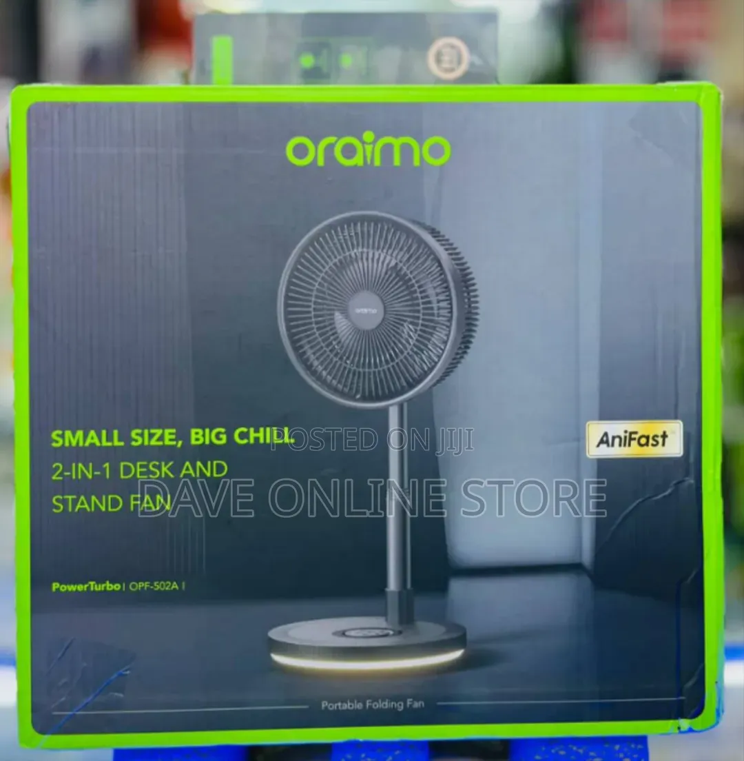 Oraimo PowerTurbo (OPF-502A) 2-in-1 Portable Folding and Desk Fan.