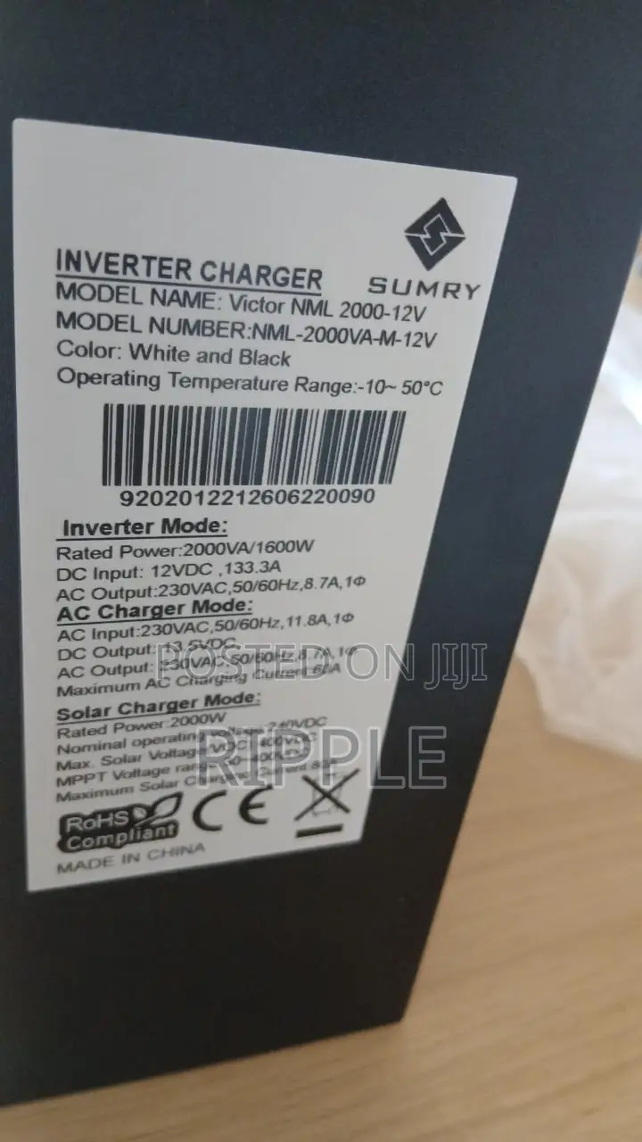 2000VA Sumry Hybrid Solar Inverter 12V – 1600W MPPT Charger