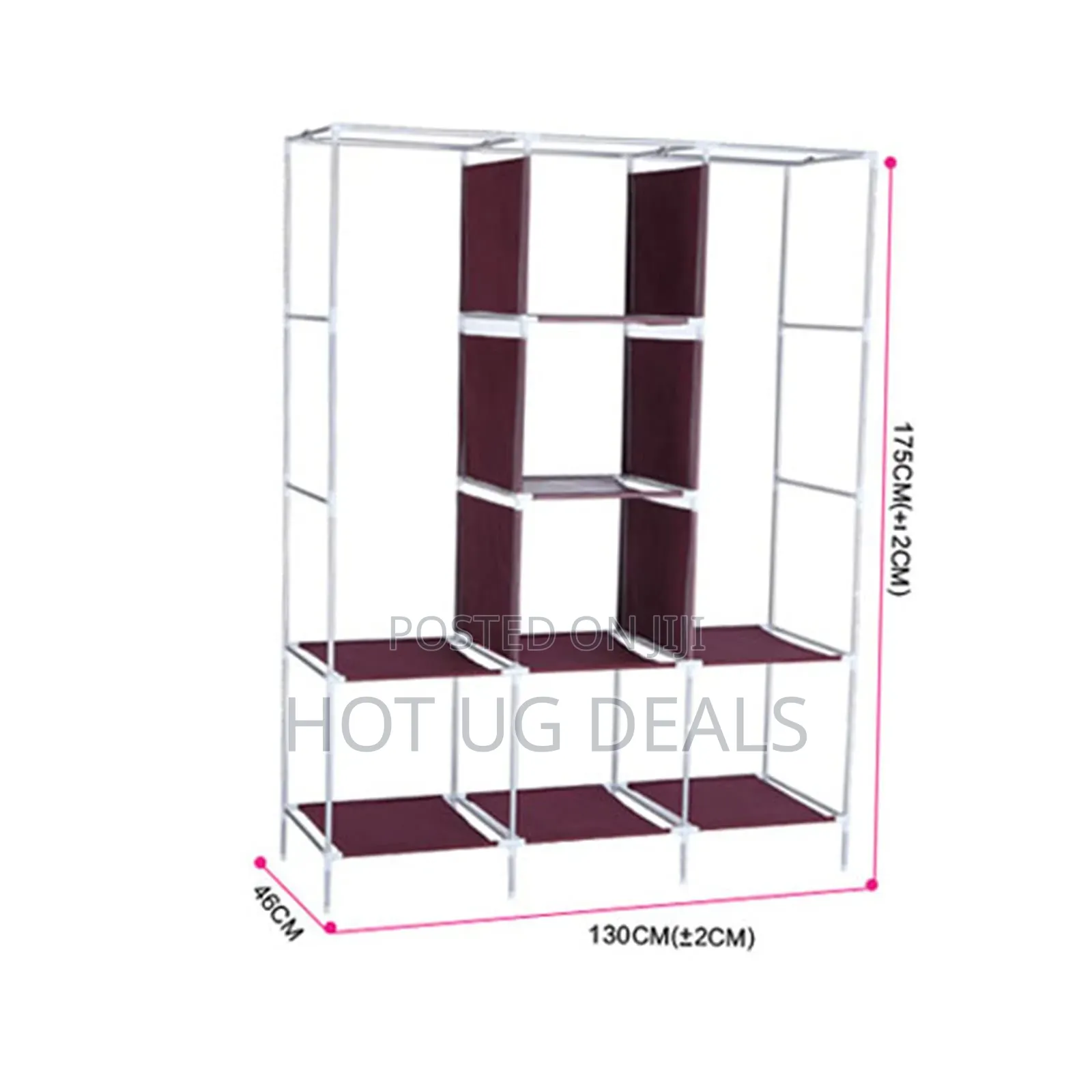 Portable Fabric Wardrobe 130x46x175CM Closet Organizer for Bedroom