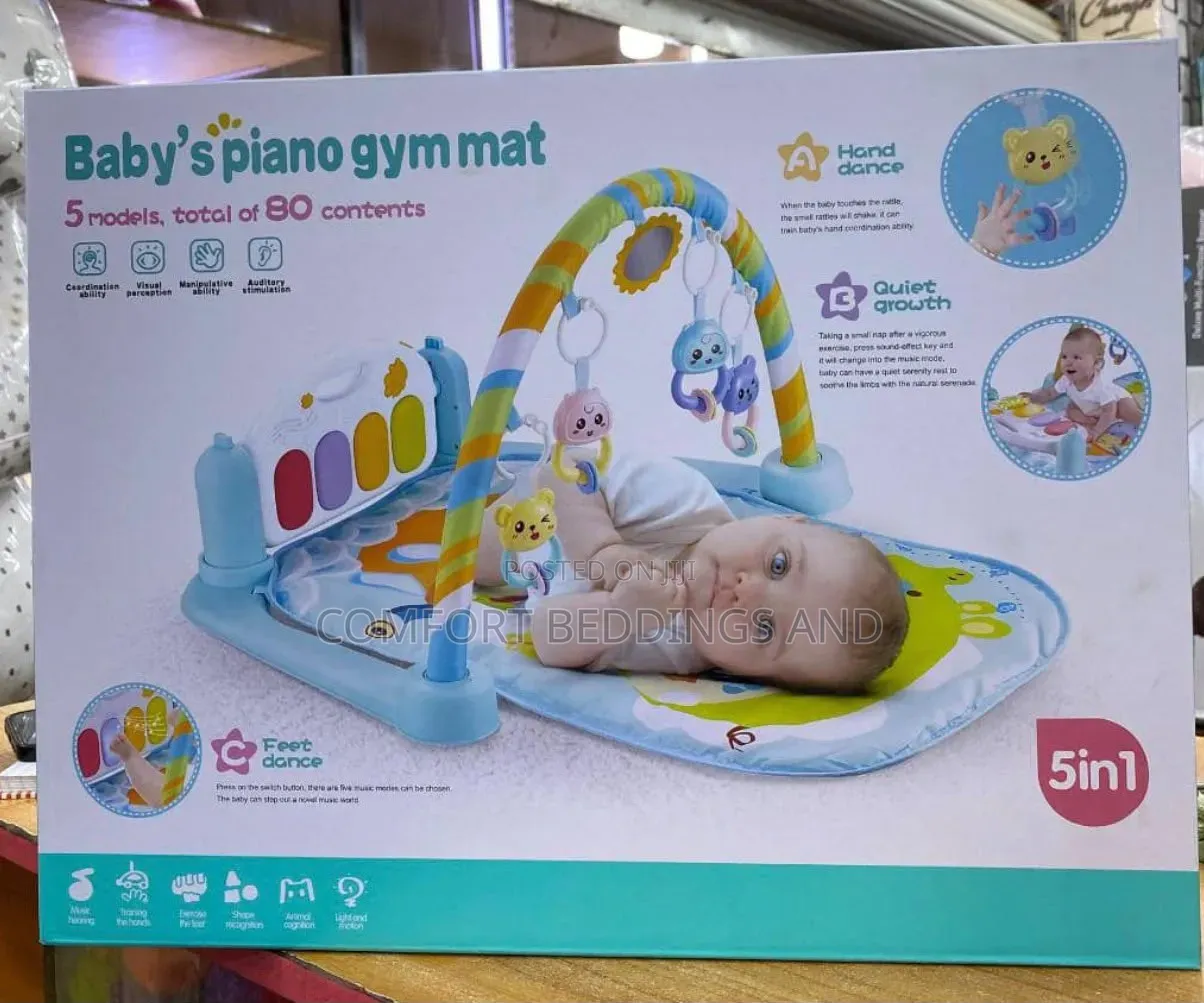 5 in 1 Baby's Piano Gym Mat Blue
