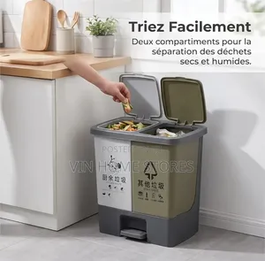 2 in 1 Dual Compartment Pedal Trash Can