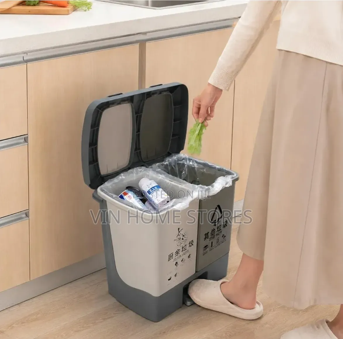 2 in 1 Dual Compartment Pedal Trash Can