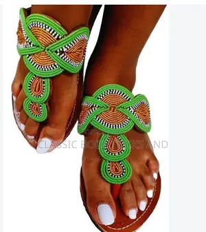 Ladies African Stylish Green & Orange Handmade-Look Design