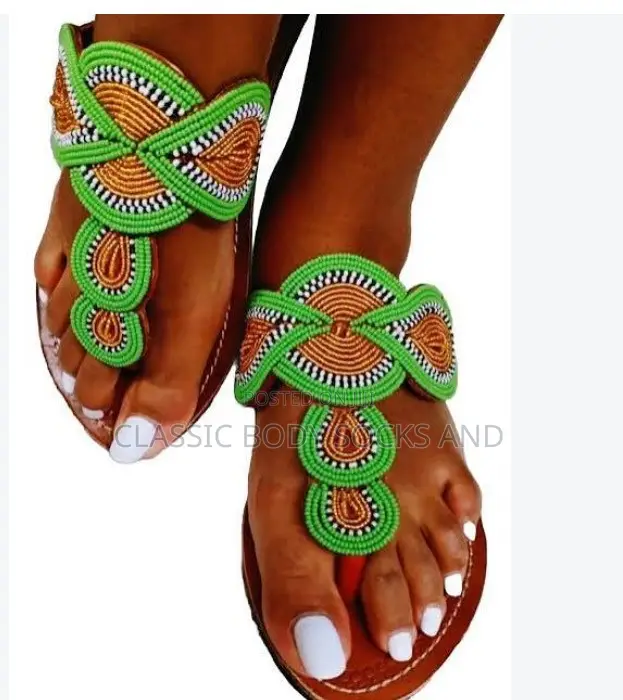 Ladies African Stylish Green & Orange Handmade-Look Design