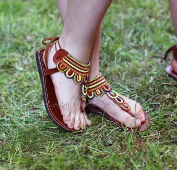 Elegant Multicolored Masai Genuine Leather Sandals