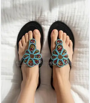 Elegant Masai Leather Shoes- Blue