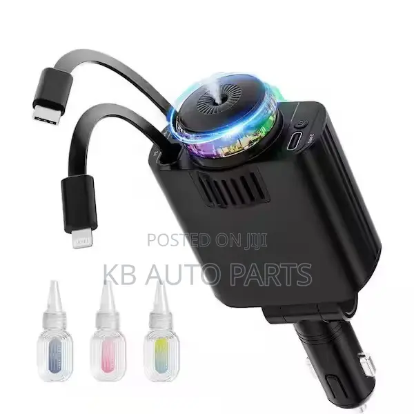 Car Aroma Diffuser With Retractable Fast Charging Cables